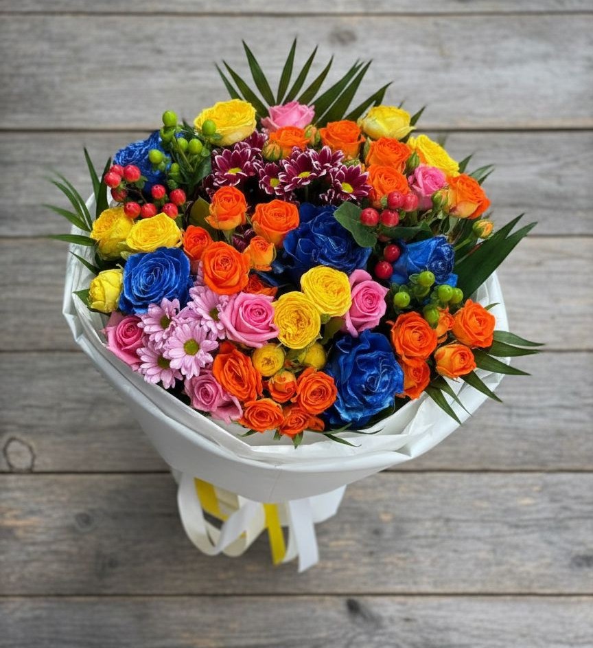 Букет цветов из: Розы и Хризантемы в Тимирязева