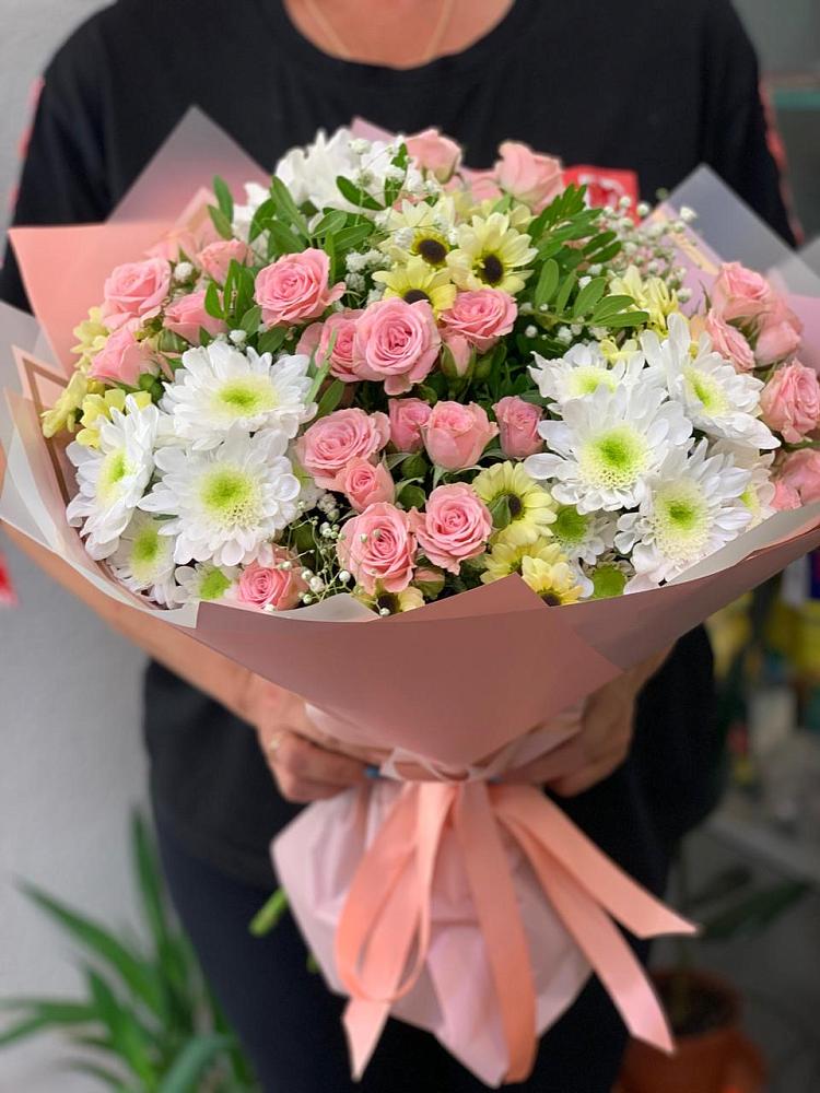 Букет цветов из: Розы и Хризантемы в Тимирязева