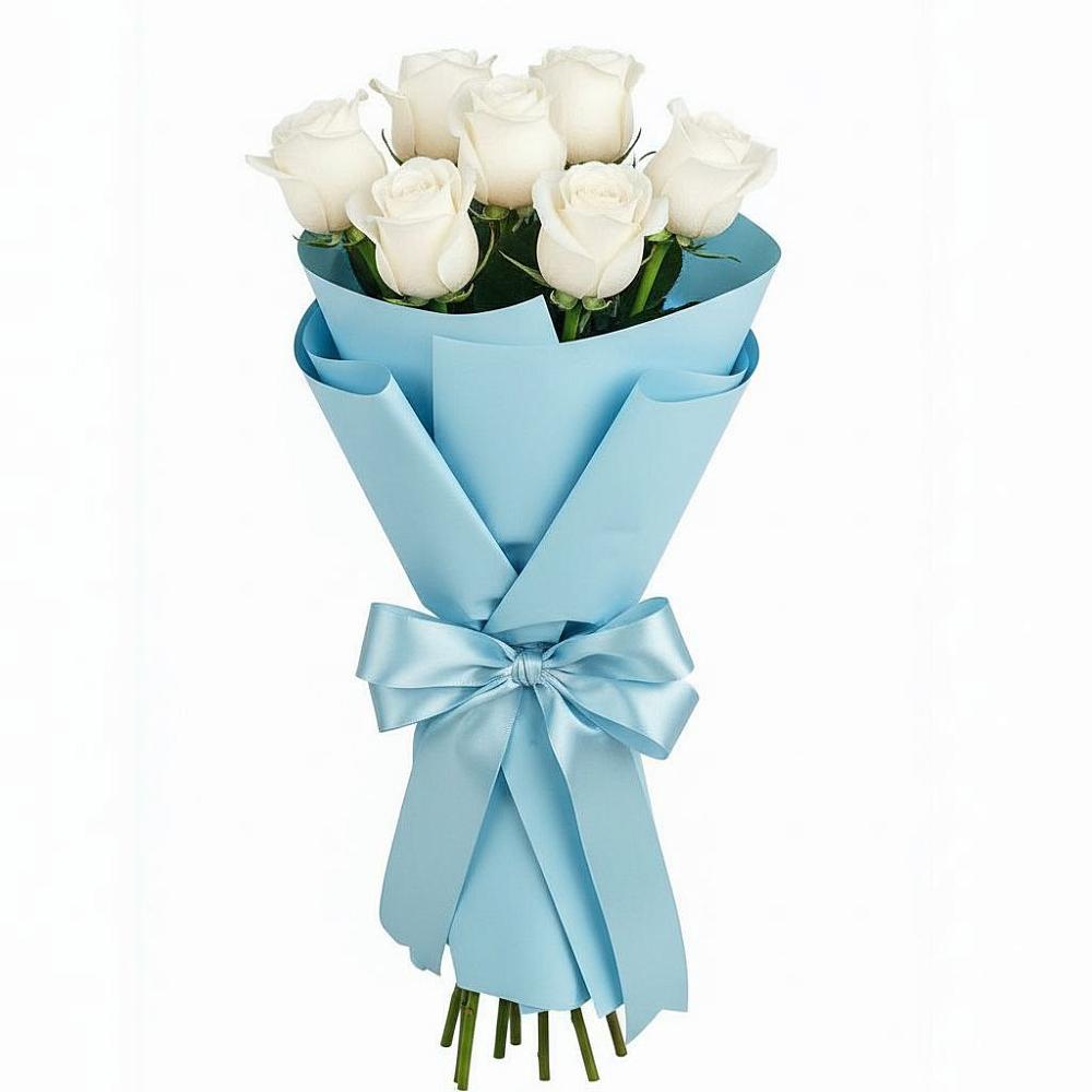 Букет 7 белых роз Проуд в Тимирязева