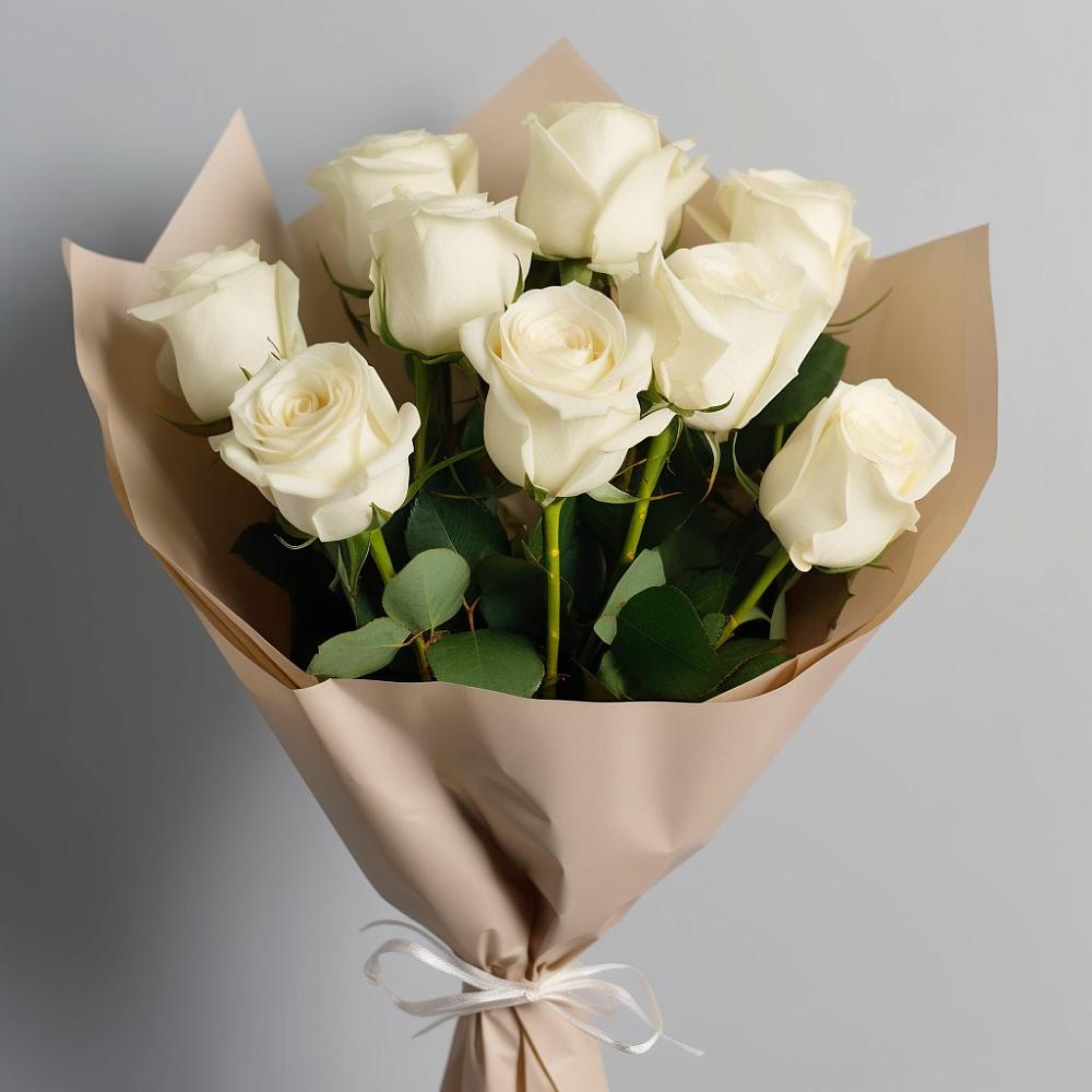Букет 9 Белых роз Эдлесс Лав в Тимирязева