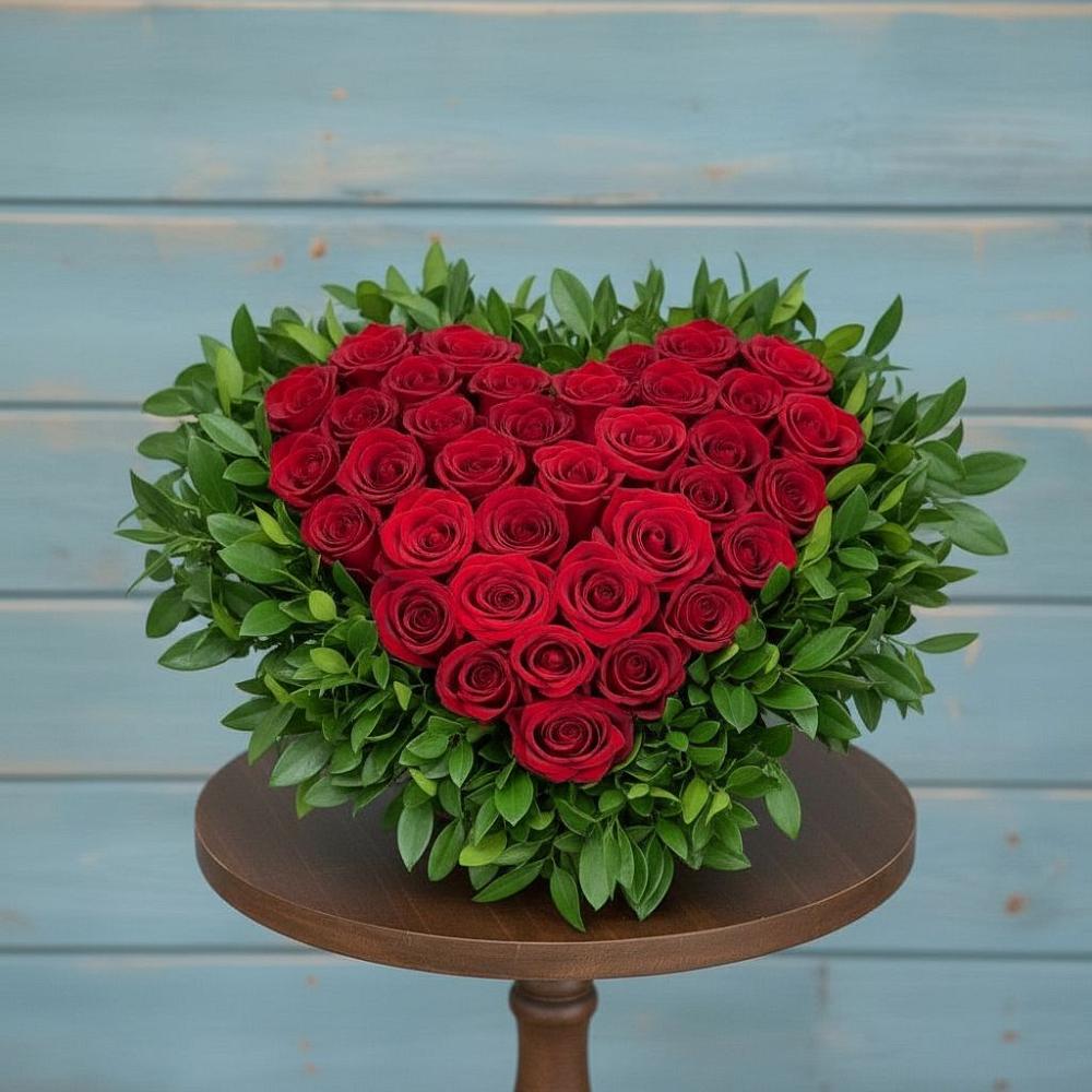 Цветочная композиция из Розы в виде сердца в Тимирязева