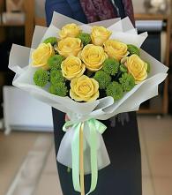 Букет цветов из:  Хризантемы и Розы в Тимирязева