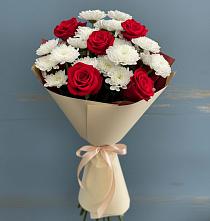 Букет цветов из:  Розы и Хризантемы в Тимирязева