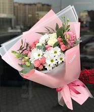 Букет цветов из:  Розы, Лизиантусы и Хризантемы #REPLACE_PRED# Тимирязева