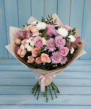 Букет цветов из:  Хризантемы, Розы и Альстромерии в Тимирязева