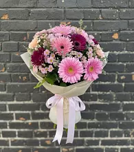 Букет цветов из:  Герберы и Хризантемы в Тимирязева