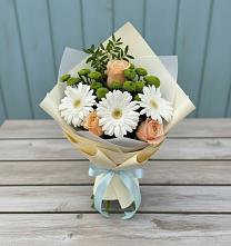 Букет цветов из:  Герберы, Розы и Хризантемы в Тимирязева