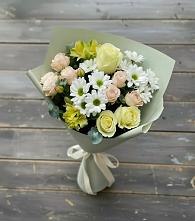 Букет цветов из:  Альстромерии, Розы и Хризантемы в Тимирязева