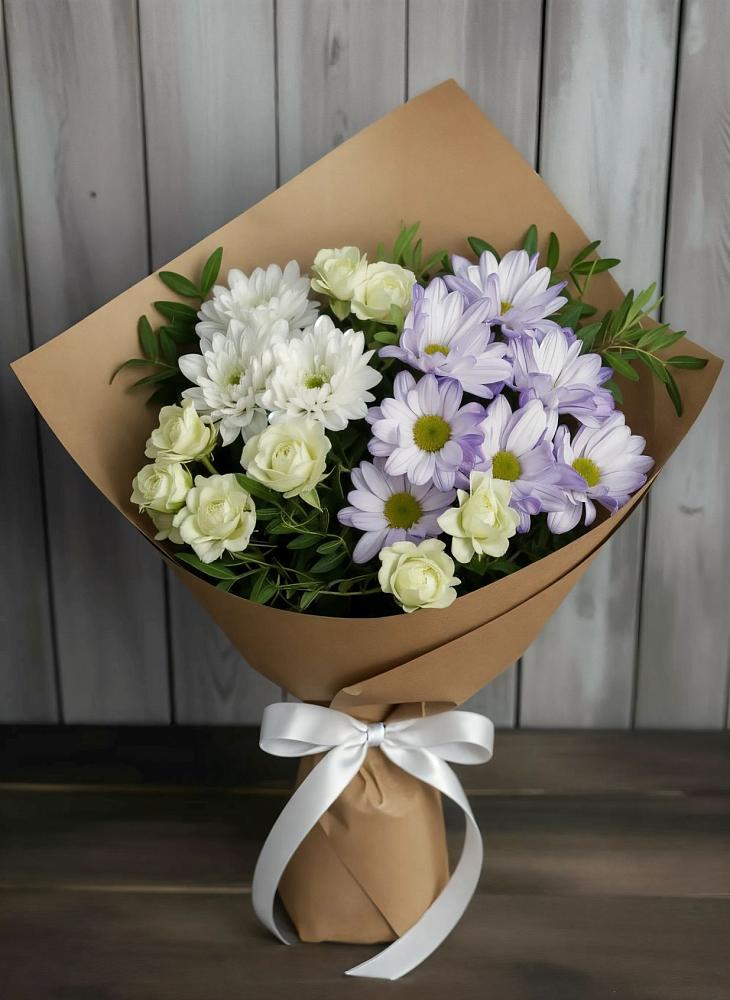 Букет цветов из: Хризантемы и Розы в Тимирязева
